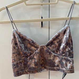 Zara grey velvet cropped top (small)
